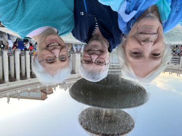 Filled with joy in the Piazza after the announcement. L to R: Sisters Sharon Pollnow, CSA, Theresa Sandok, OSM, and Linda Szocik, SSJ-TOSF